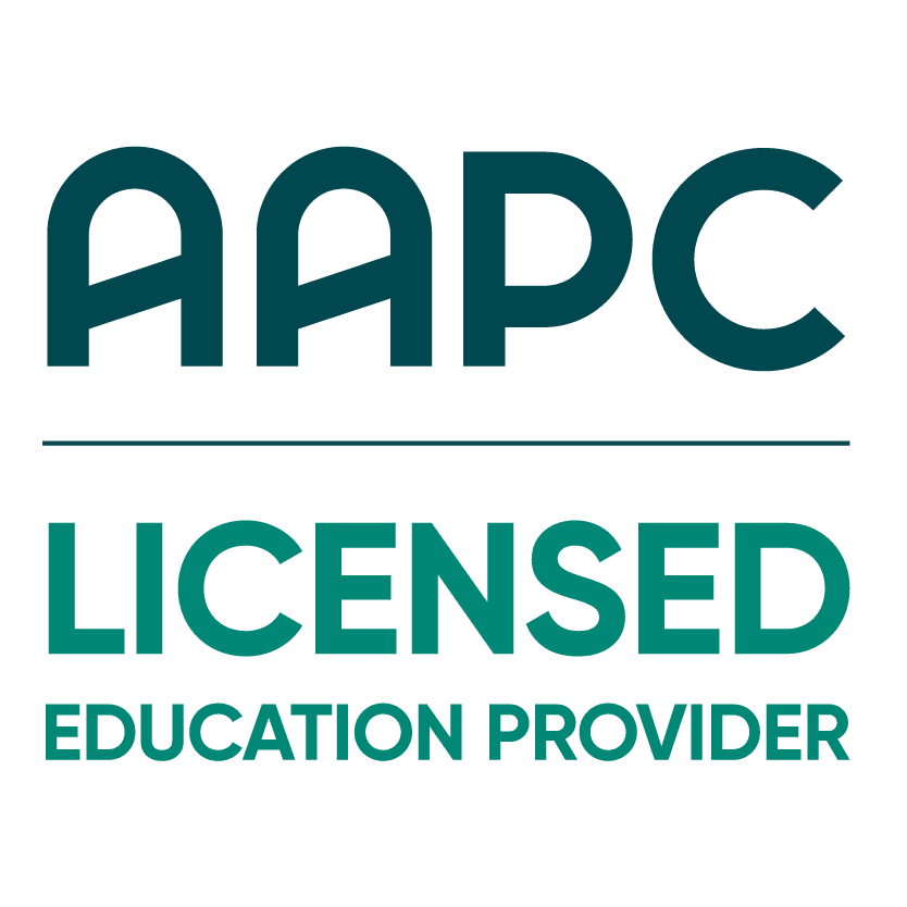 A green logo with the words aapc licensed education provider.